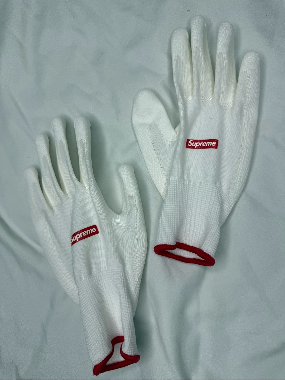 Supreme White Gloves with Red Trim - Pair